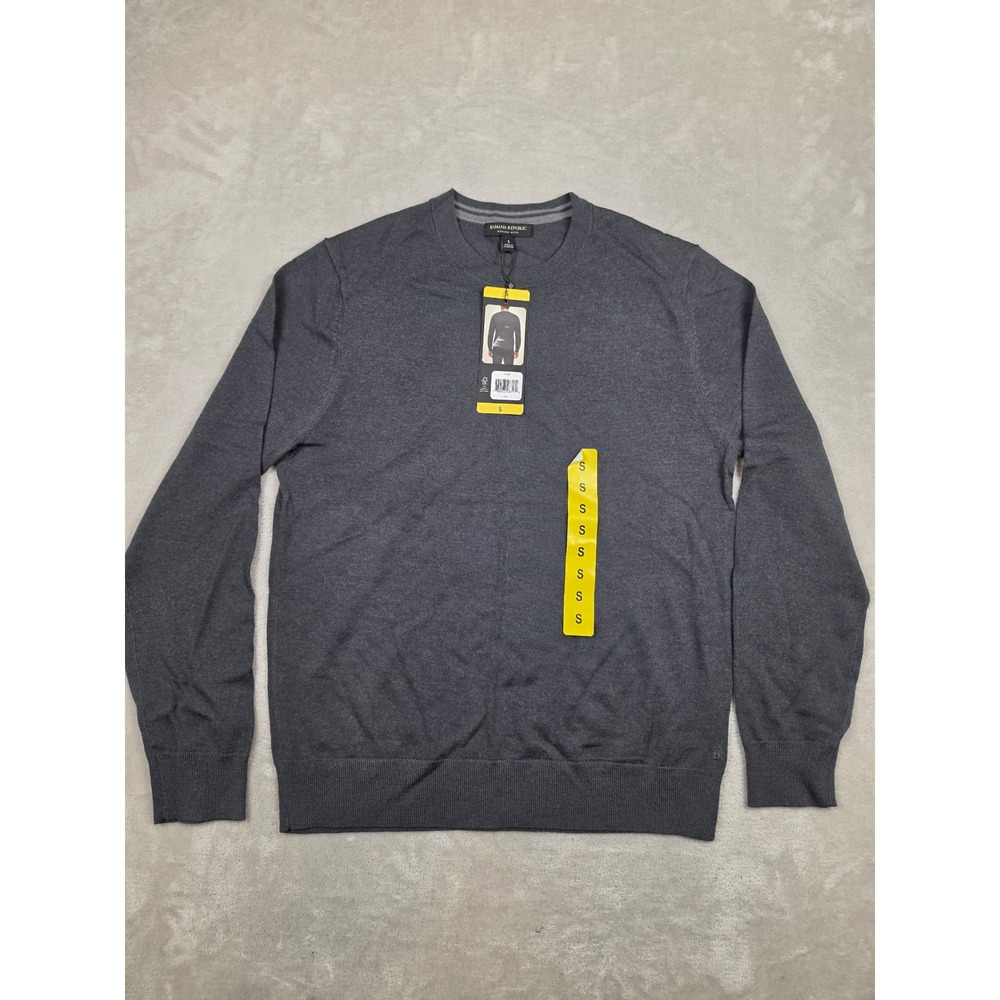 Banana Republic Sweater Mens Small Gray Merino Wool Crew Neck Long Sleeve